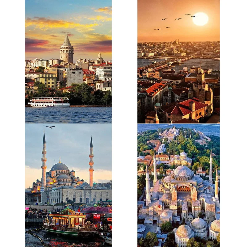 DIY Sunset Castle Full Square Drill Diamond Painting Colorful Handmade Cross Stitch Embroidery Mosaic Home Room Wall Decor | Дом и сад