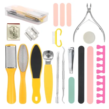 

20 PCS Pedicure Set Foot Sharpener Set Nail File Foot Rubbing Scraper Peeling Pedicure Knife Tools Toe Rest Polishing Strip Kits