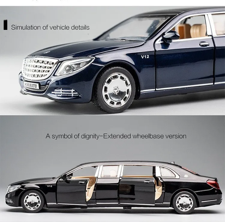 1/32 Maybach литая под давлением Металлическая Модель сплав Высокая симуляция автомобиля 6 дверей открывающийся подарок на день рождения инерционные игрушки для детей hotwheeling