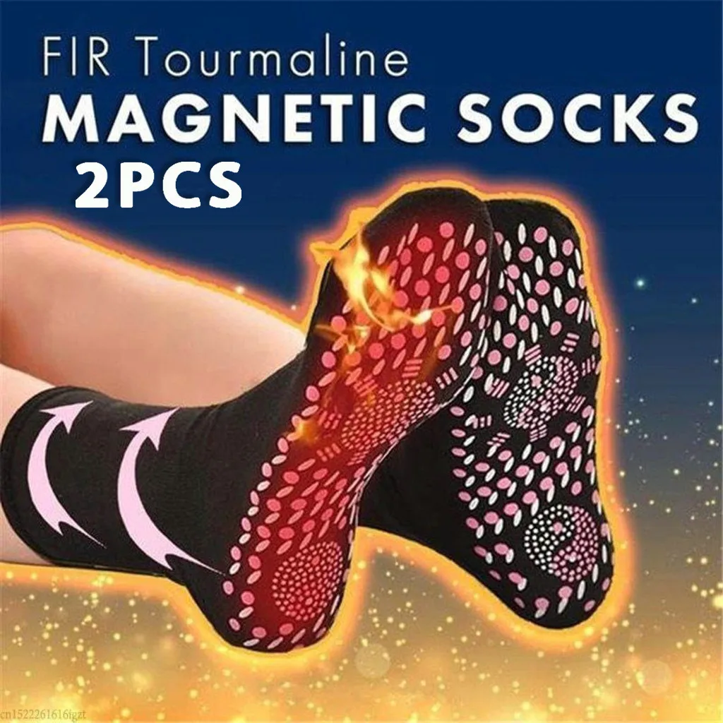 

2PCS Women Men Socks Therapy Comfort Self-Heating Health Care Socks Tourmaline Breathable Massager Winter Warm Foot Care Sock