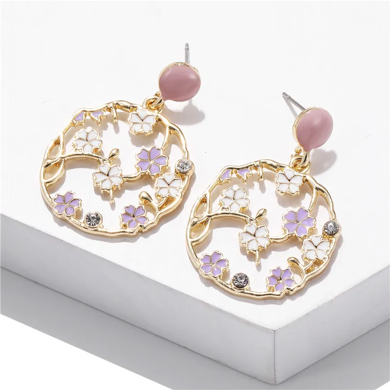 

Korean Trendy Heart Retro Earrings Elegant Small Flower Fashion Brincos Geometric Party Statement Jewelry Female Wholesale Price