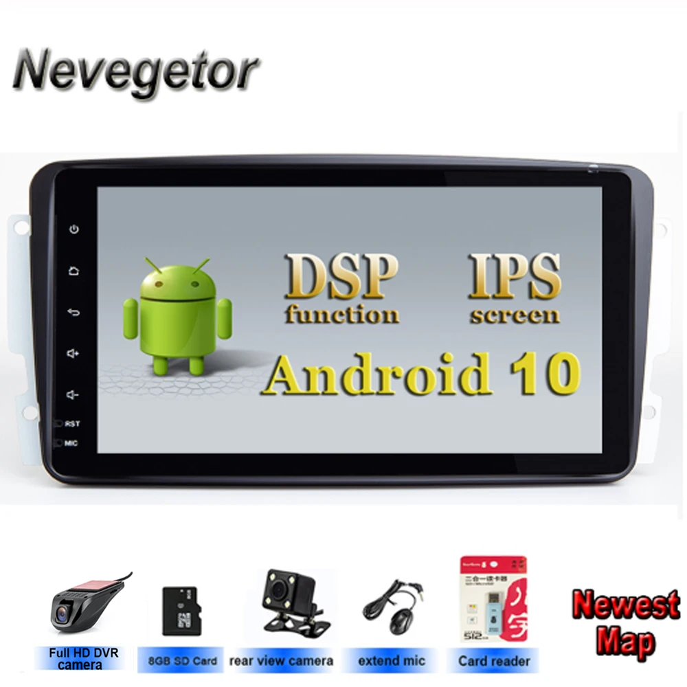 В наличии 8 &quotAndroid 10 автомобильный DVD плеер для Mercedes Benz CLK W209 W203 W463 W208 Wifi 3G GPS Bluetooth
