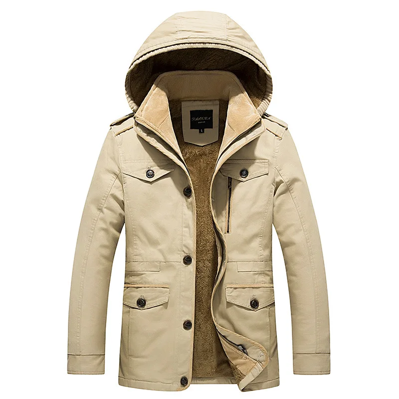 

Winter -21 Degree Warm Padded Plush Long Thick Hoodies Jackets Men Casual Hoody Cotton Parkas Overcoat Plus Size M-7XL