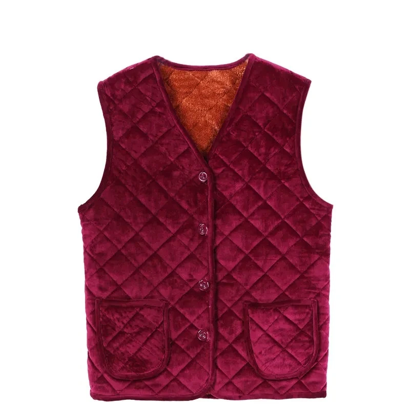 2022 Women Velvet Padded Vest Winter Clothes Old Lady Clothes Female Wild Middle-aged And Elderly Mothers Waistcoat VestA514