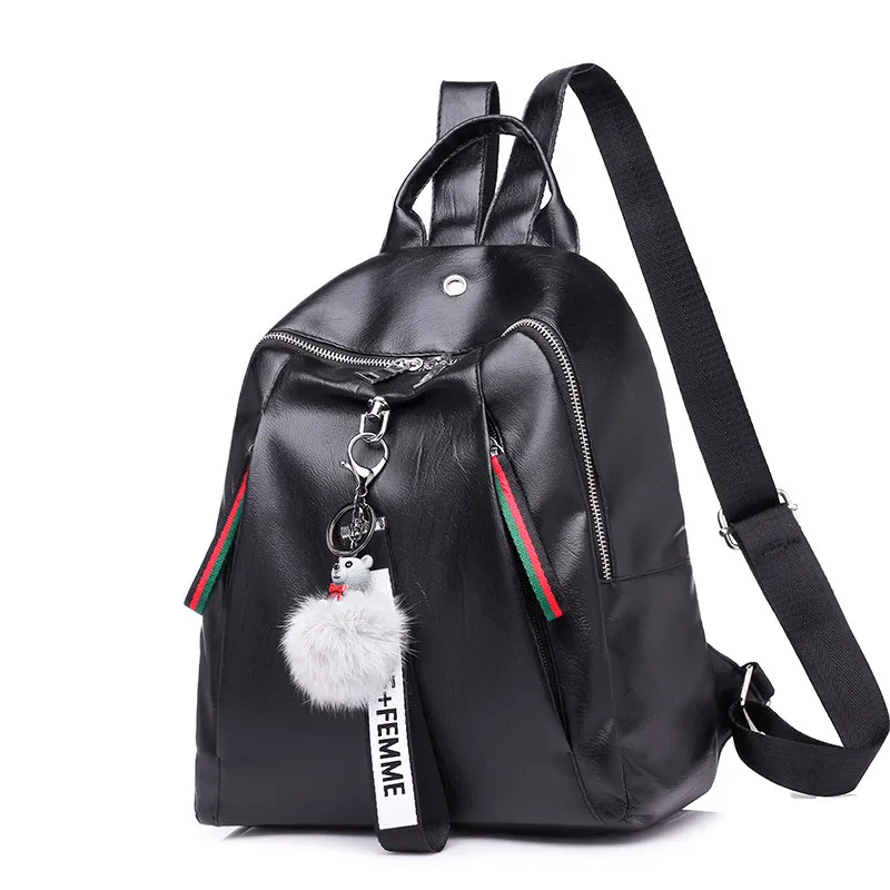 

2018 New Style Backpack WOMEN'S Bag Korean-style Trend Contrast Color Versatile Soft Leather Backpack PU Leather School Bag Fash