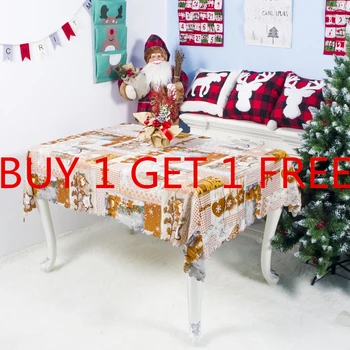 

Buy 1 Get 1 Free Polyester Christmas Table Cloth Rectangle Decorative Table Covers Washable Dining Table Cover Xmas Decorations