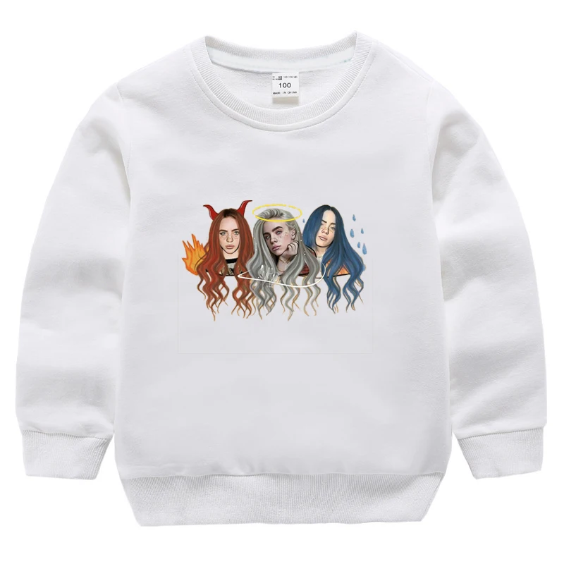 Billie Eilish/Детские толстовки с капюшоном; свитшоты для маленьких мальчиков и девочек; топы с длинными рукавами с героями мультфильмов; детская футболка; спортивная одежда; пуловер; одежда