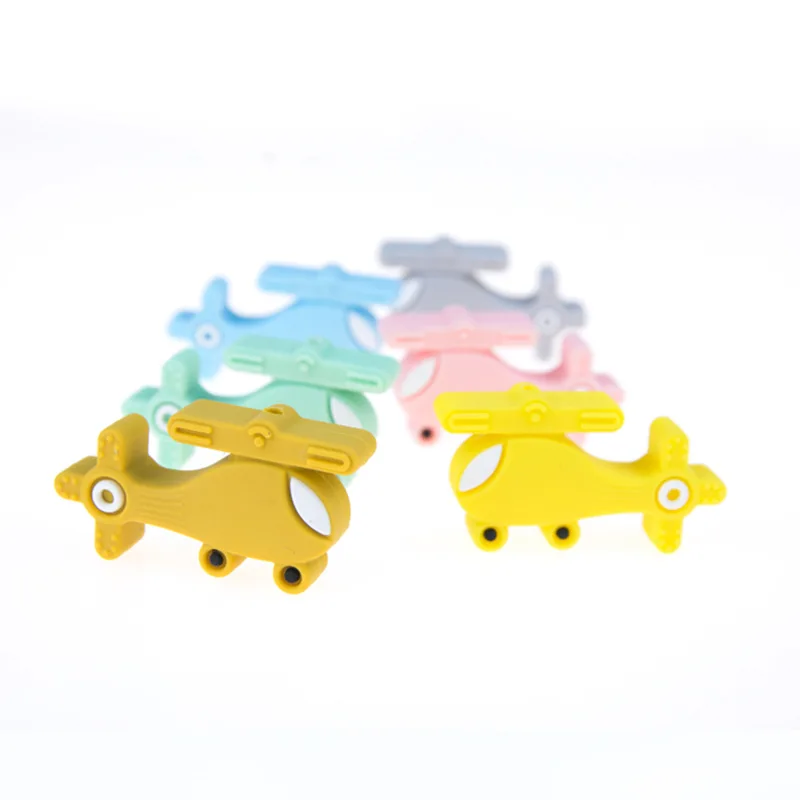 

50pcs/lot Aircraft Silicone Beads Animal Baby Teether Food Grade Infant Teething Bead For DIY Nursing Necklace Accessories Toy