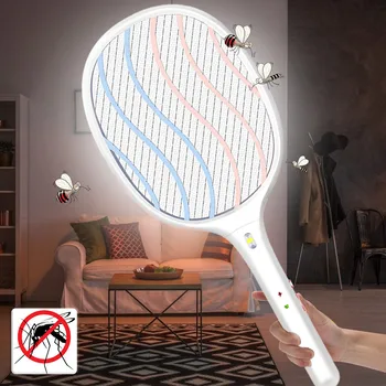 

Electric Insect Racket Swatter Zapper Usb Rechargeable Mosquito Swatter Kill Fly 3 Network Bug Zapper Killer Trap Mata Moscas
