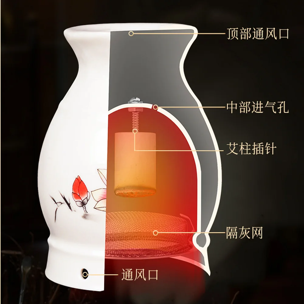 Lotus Moxibustion Cup Heating Therapy Chinese Acupuncture Points Guasha Treatment Massage Moxa Box Burner Sticks