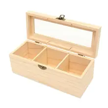 Деревянная коробка для чая, 3 отделения, контейнер для хранения ювелирных изделий, коробка для аксессуаров Y1AB