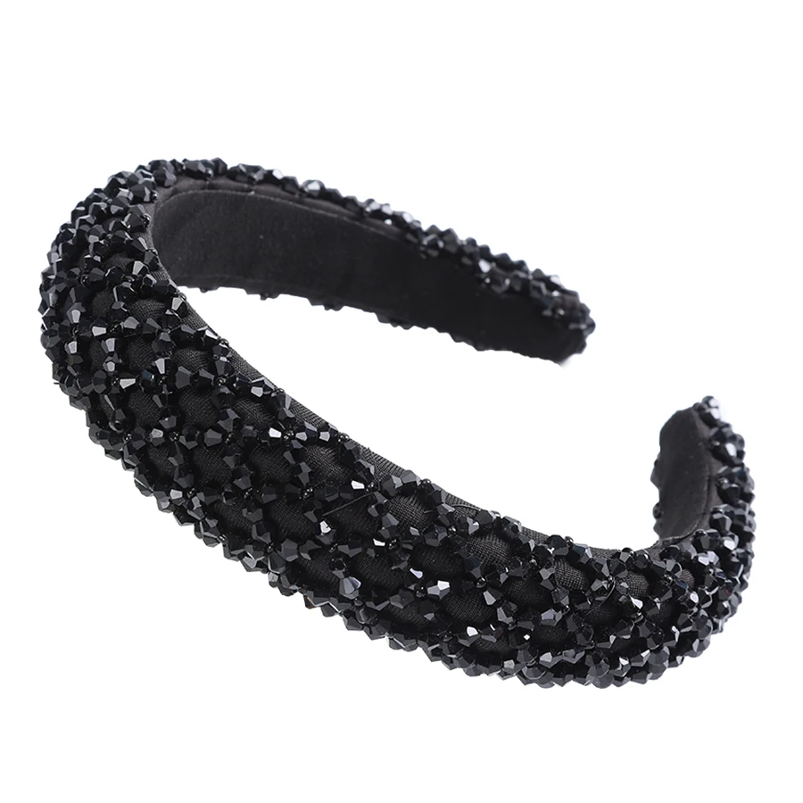 Black Beads Обруч со стразами и блестящими стразами, роскошный обруч для волос, ограниченный выпуск, черный, белый цвет, Женская повязка на голову - Цвет: Black Beads