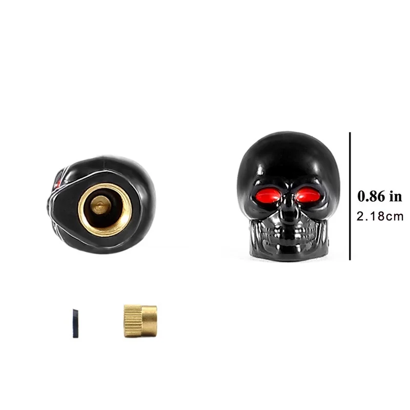 4pcs set of universal tires car skull anti-rust motorcycle copper core car wheel tire air intake caps stem cover wheels auto