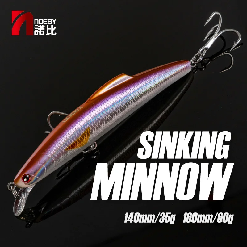 minnow wobbler ryuki 80s sinking trolling swimbait 8cm 12g rozantea fishing lure jerkbait artificial bait culter alburnus bass NOEBY Sinking Minnow Fishing Lure 140mm 35g 160mm 60g Suspending Sinking Wobbler Artificial Hard Bait for Pike Tuna Fishing Lure