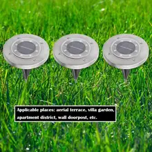 4 шт., 8 светодиодов, солнечный светильник, садовый светильник, 2 в, 100мА, нержавеющая сталь, открытый, водонепроницаемый, дорожка, подземный светильник, 135*115*90 мм