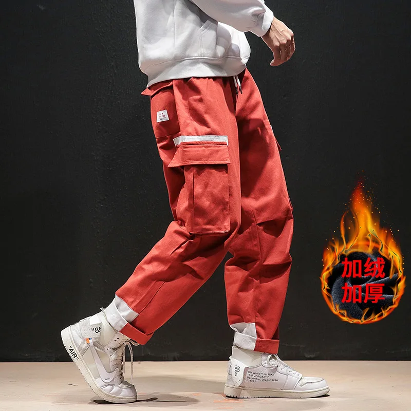 

2019 Hk67 plus Velvet Japanese-style Macheda Large Size Contrast Color Harem Pants with Velvet M-5x Hk1167