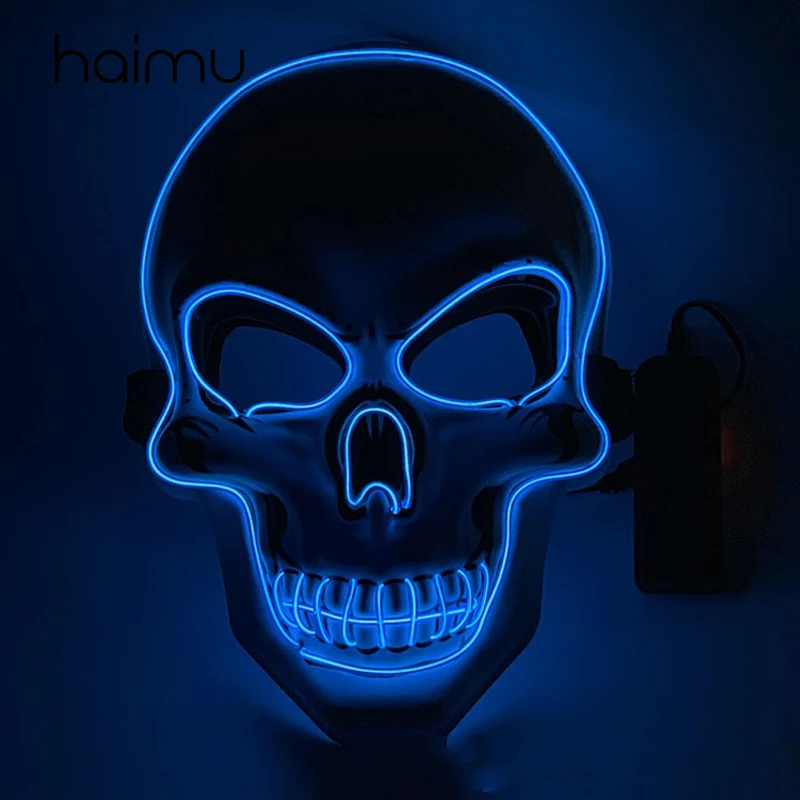 

Halloween Terror LED Mask Skull Shaped Light Up Halloween Luminous Mask EL Cold Light Cosplay Horror Glow In Dark Masks
