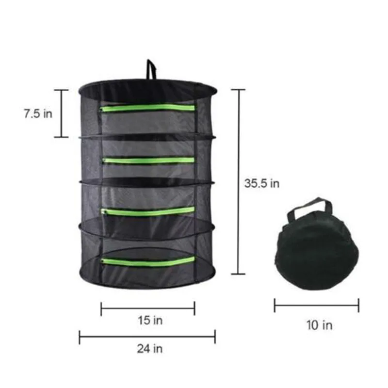 Drying Net 4/6/8 Layers Plant Flower Herbal Side Belt W / Zipper Drying Basket