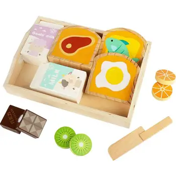 

Kuulee Cartoon Wooden Toast Educational Play House Cut Toy for Kids Parent-Child Interactive Game