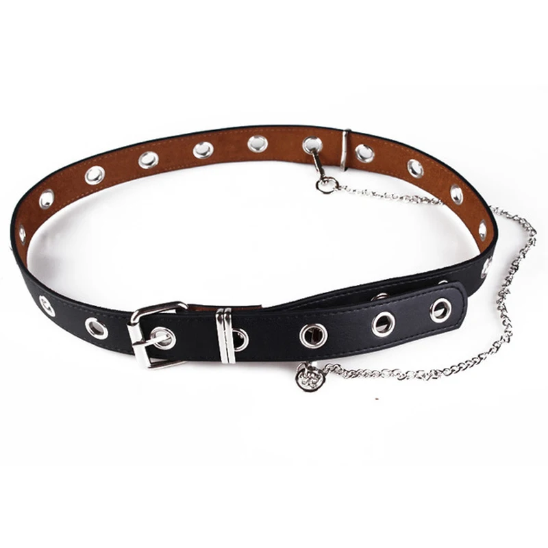 Women Belt Женский ремень для джинсов, Модный женский хип-хоп ковбойский полый Заколка Для панка с пряжкой, кожаные ремни с цепочкой, женский пояс 162 - Цвет: Women Belt
