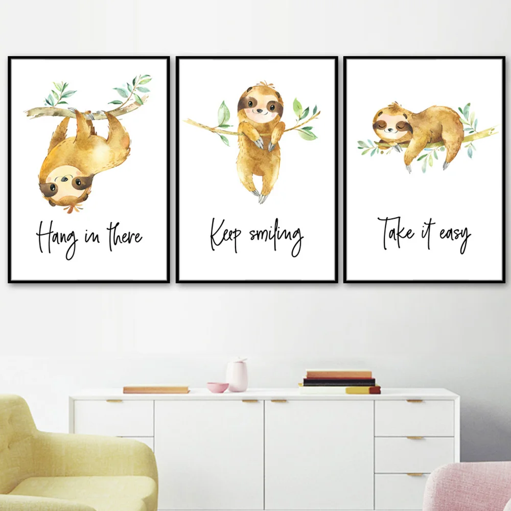 Nordic Cartoon Animal Canvas Poster Kids Room Hanging Wall Art Painting Decor