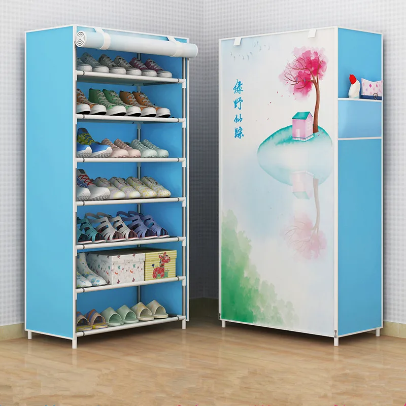 

Eight-Layer Simple Shoe Cabinet Storage Shoe Rack Simplicity Steel Frame Combination Multilayer Creative Dustproof Storage Shelf