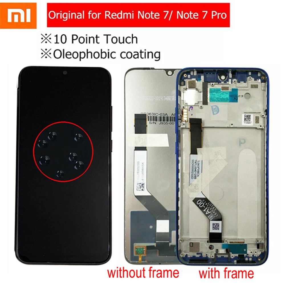 

100% Original Working LCD Display Touch Screen Digitizer Assembly Sensor For Xiaomi Redmi Note 7 Note7 Pro Global Phone + Frame