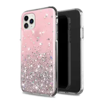

100pcs/lot Clear Glitter case for iphone 11 pro max/XS/XR/6S/7 8 plus Back cover Cute Star Phone case Soft TPU Shockproof Bumper