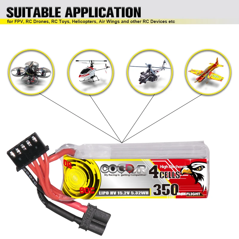 CODDAR 15 2 V 350mAh 90C LiHV 4S Lipo аккумулятор с разъемом XT30/XT60 для iFlight CineBee BetaPFV Beta95X