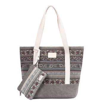 

Canvas Diaper Bag Nappy Bags Women Shoulder Totes Handbag with Small Cash Bag
