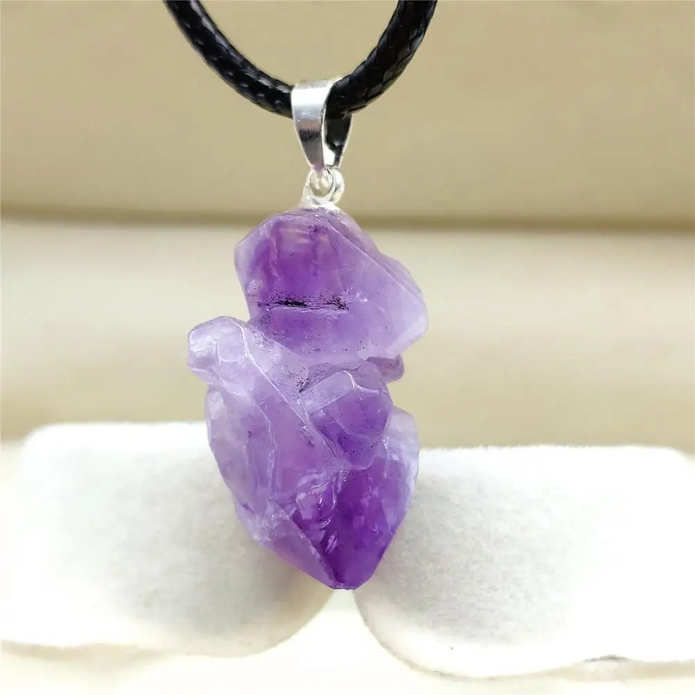 

Genuine Natural Lavender Amethyst Quartz Purple Raw Material Crystal Pendant Fashion 26x15mm Healing Stone AAAA