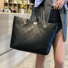 

Large Rhombus Lattice Shoulder Bags for Women Luxury Leather Handbags Big Chain Black Tote Bag Quilted Plaid Ladies Shopper Bag