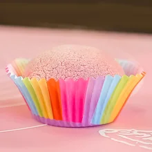 100 шт./компл. Радуга бумажная форма для кекса выпечки Маффин, торт, кекс чехол для вечерние JS23