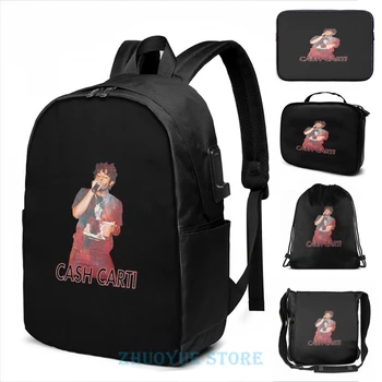 

Funny Graphic print Playboi Carti(2) USB Charge Backpack men School bags Women bag Travel laptop bag