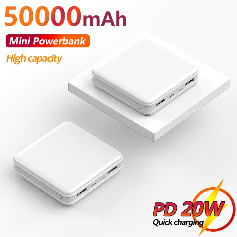 Mini Power Bank 50000mAh External Battery for Travel, Outing Portable Charger 2USB Interface One-way Fast Charging Power Bank best power bank