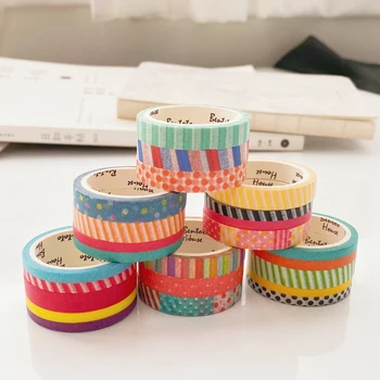 

18 pcs/lot Candy Colors 7mm*5m Washi Tape Pack Masking Tapes Retro Paper Stickers Scrapbooking Diy Adhesive Washitape Stationery