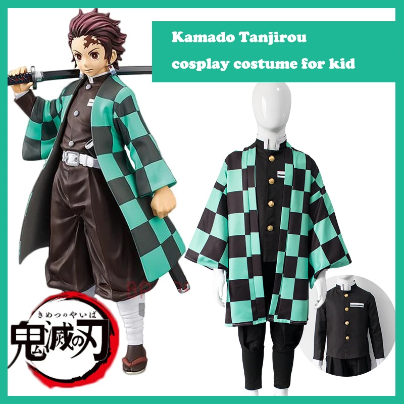

Cosplay Kid costume Anime Demon Slayer Kimetsu no Yaiba Costume Kamado Tanjirou Cosplay Wigs Halloween Carnival Costume for Kid