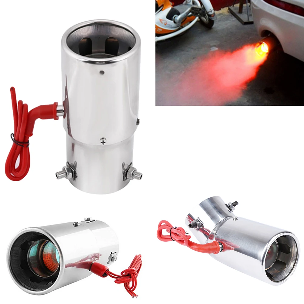 Прочный красный светодиодный светильник пламенный изгиб из нержавеющей стали/прямой глушитель выхлопной трубы автомобиля