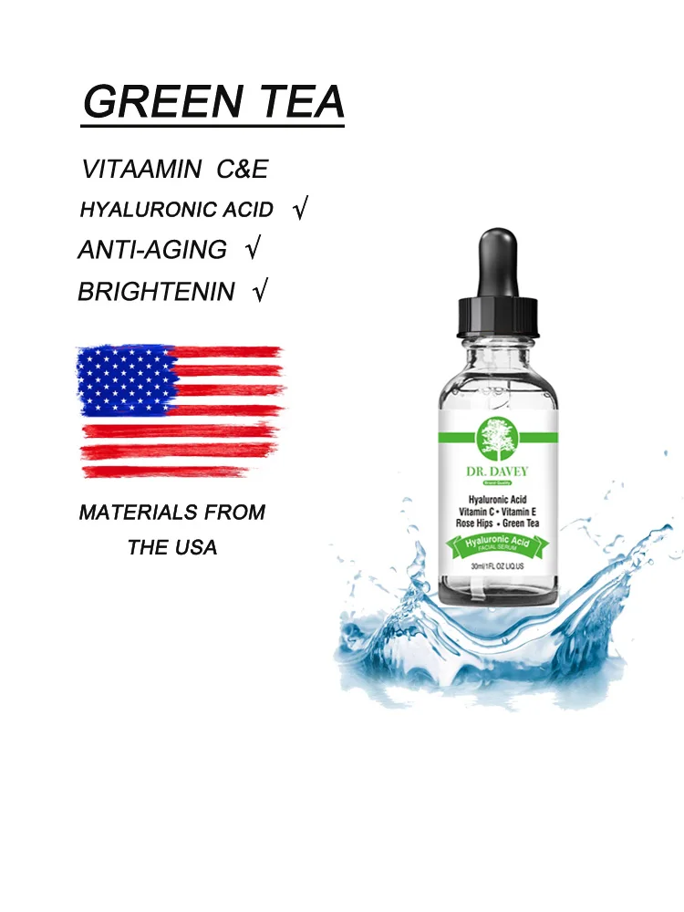 

DR.DAVEY Vitamin C Green Tea Essence Hyaluronic Acid Whitening Natural Face Serum Firm Soothing Repair Essence Face Skin Care
