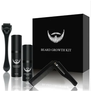 

4pcs Men Barber Enhancer Thicker Serum Oil Roller Activator Gift Home Adult With Comb Beard Growth Kit Nourishing Facial Care