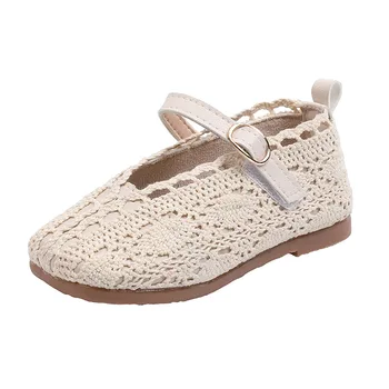 

2020 Autumn and Summer New girls' Flat shoes baby lace pattern and princess shoes woven fashion kids soft bottom children trend