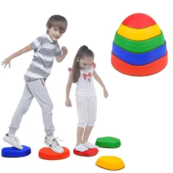 Juego de 5 piezas de piedras de paso de río para niños, exteriores, interiores, niños, niñas, juegos para niños, juguetes sensoriales de equilibrio, diseño seguro antideslizante
