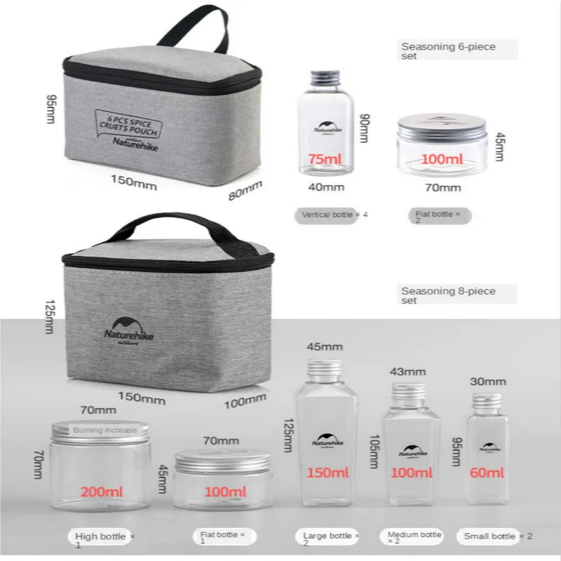 Outdoor Camping Tableware Storage Container Seasoning Bottles Cans 6pcs For BBQ Portable Picnic