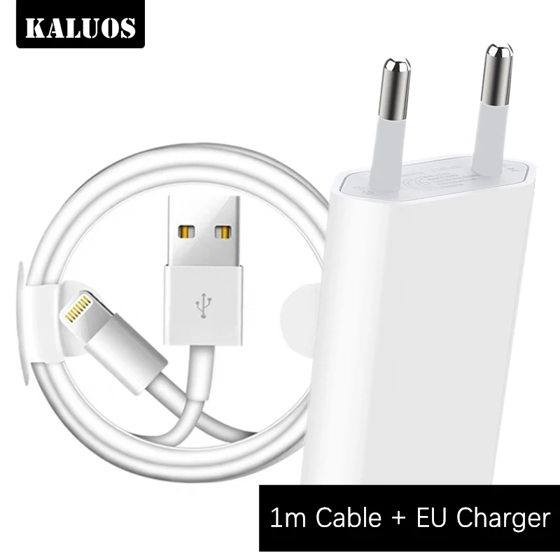 Комплект 1 м 2 м 3 м usb кабель для зарядки+ ЕС штекер USB зарядное устройство для iPhone 6 6S 7 8 Plus X XS MAX XR 5 5S 5C SE телефон зарядные устройства, кабели - Тип штекера: 1m Cable and Charger