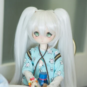 

New Style 1/3 1/4 1/6 1/8 Bjd SD Wig Hair Bangs Tiger Clip Double Ponytail Anime Wig High Temperature Wire BJD Wig For BJD Doll