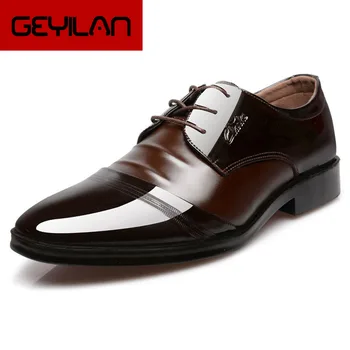 

New Patient Leather Men Formal Shoes Lace-up Pointed Toes Office Shoes For male Top Quality sapato social masculino