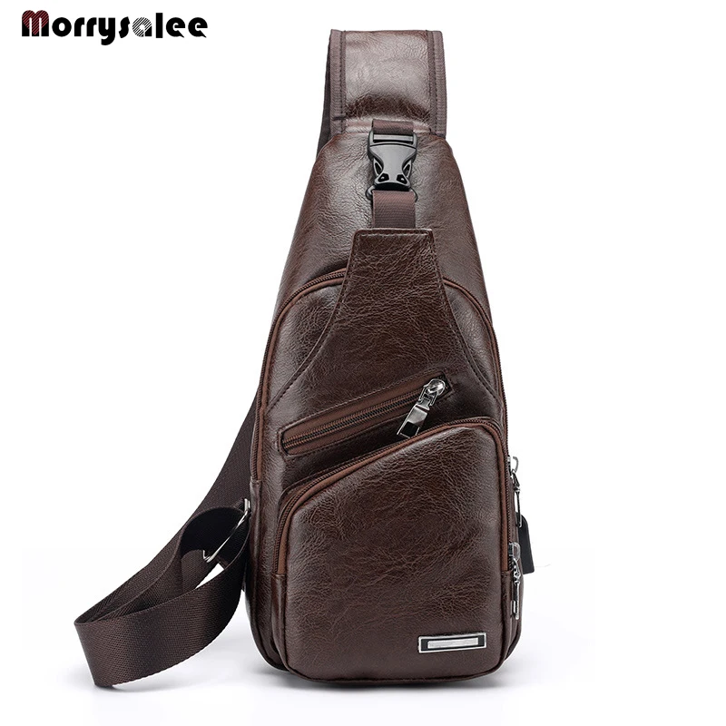 

Mens Chest Bags Shoulder Messenger Bags PU Leather Casual Zipper Male Bag High Quality Classic Travel Crossbody Bag