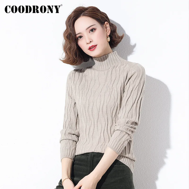 

COODRONY Brand Autumn Winter Office Elegant Casual Slim Jumpers Female 2020 Wave Pattern Knitted Pullover Women's Sweaters W1111