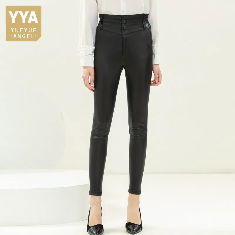 Real Sheepskin Women Sexy Skinny Pencil 