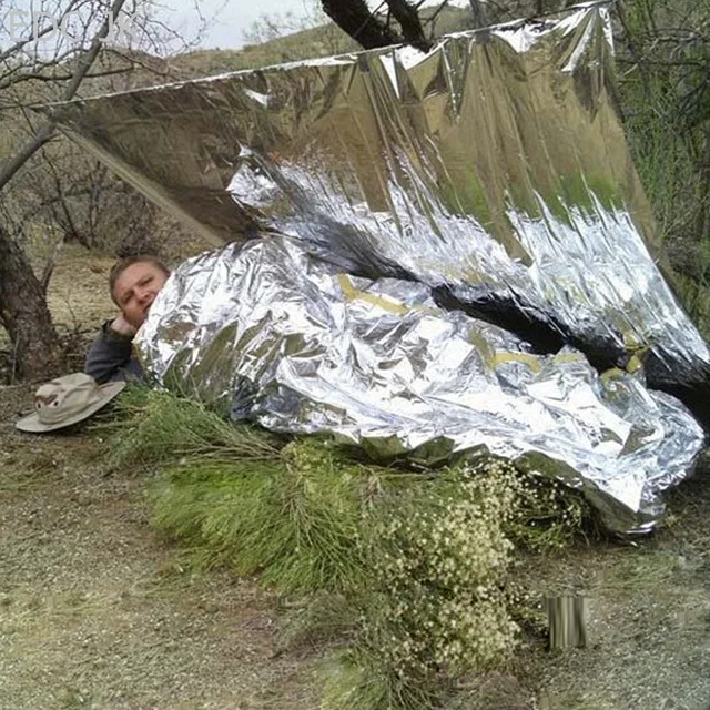 Outdoor Waterproof Life-saving Military Sos Emergency Blanket Survival Gear Rescue Insulation Curtain Blankets Silver 210*140CM Emergency Blanket